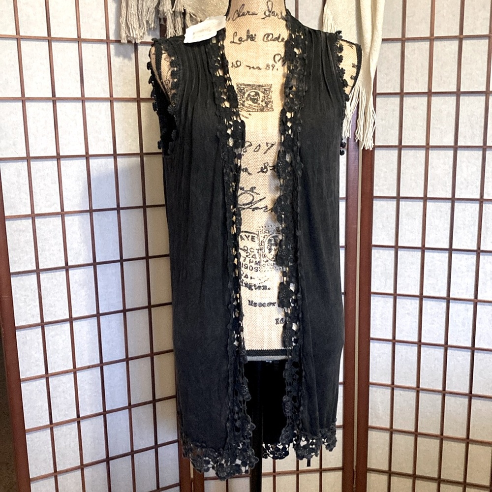 Altar’s State Charcoal Black Open BoHo Vest